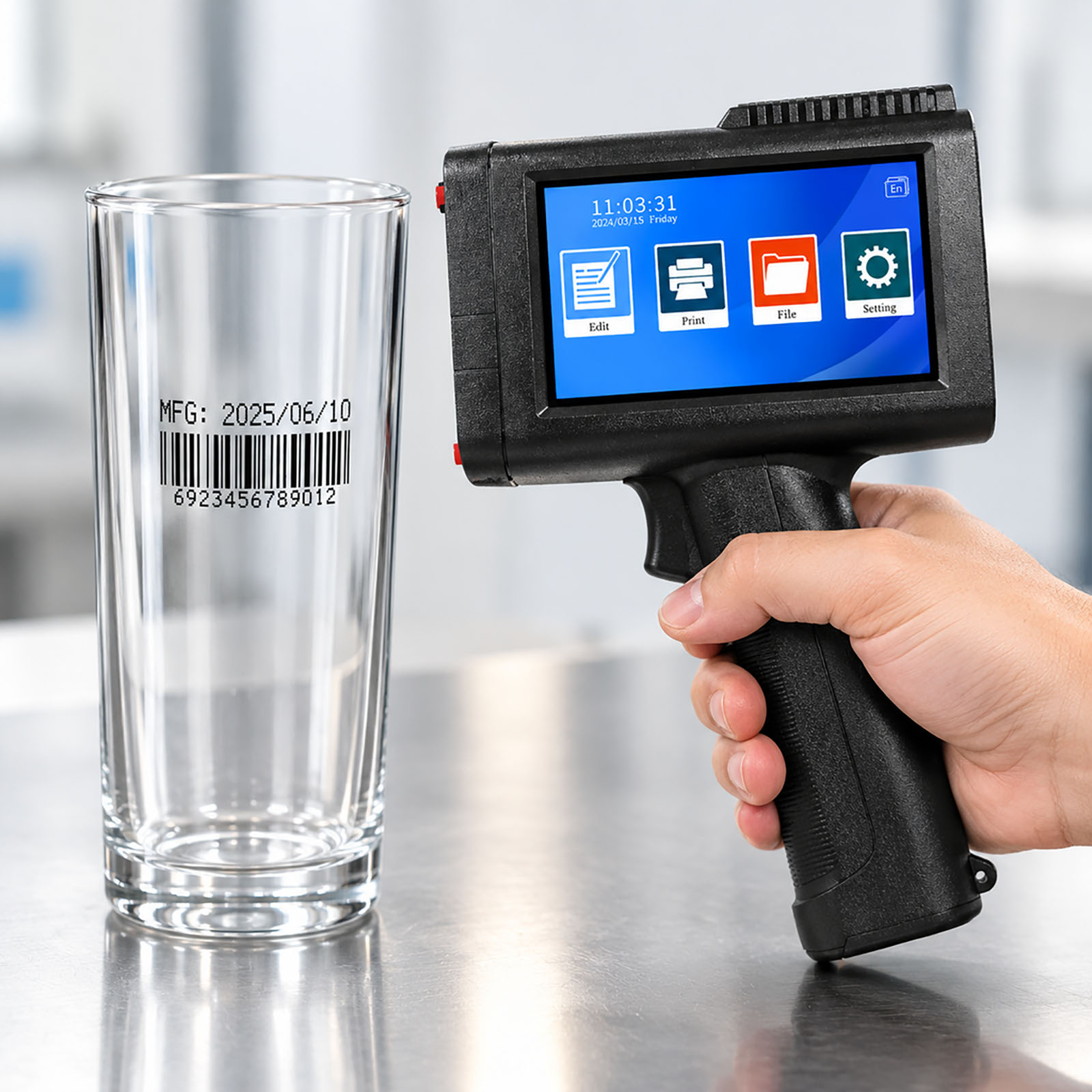 Barcode Printer - ZM-C13 เครื่องพิมพ์อิงค์เจ็ตแบบพกพาขนาดเล็ก 12.7 มม. สำหรับพิมพ์ข้อความ วันหมดอายุ